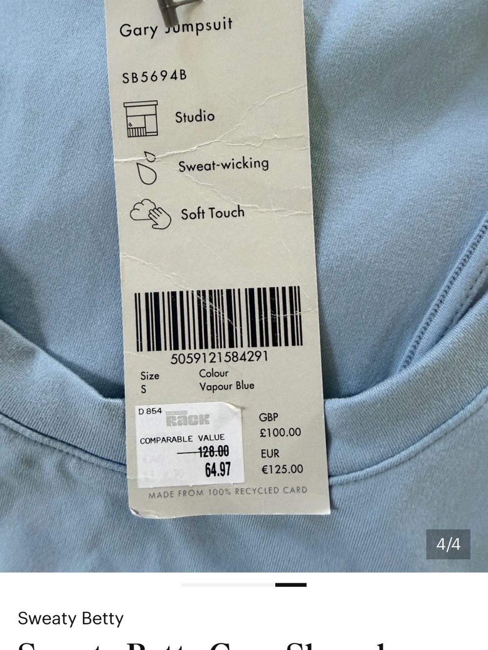 Sweaty Betty Vapour Blue Studio Sweat Top